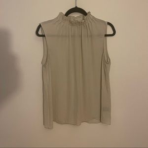 Worthington Ashy Gray Ruffle Neck Tank Top